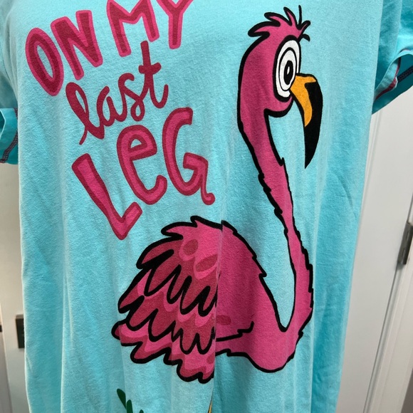 Lazy One Flamingo Graphic sleep Tee - Blue and Pink - Picture 2 of 6